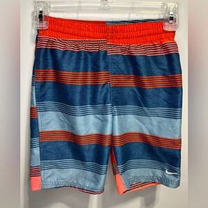 Nike Orange and Light Blue Striped Swim Shorts Boys Small Nike size small 8-10